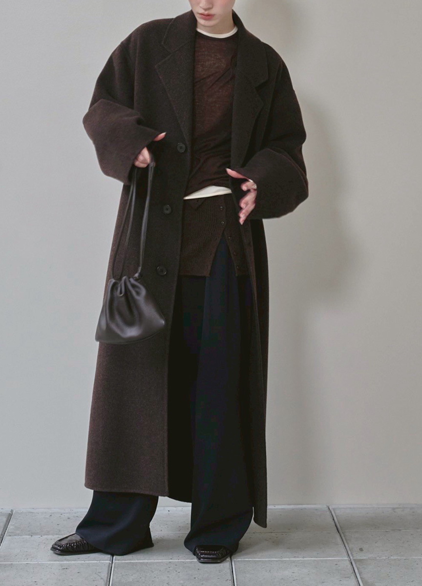 毛料落肩長大衣